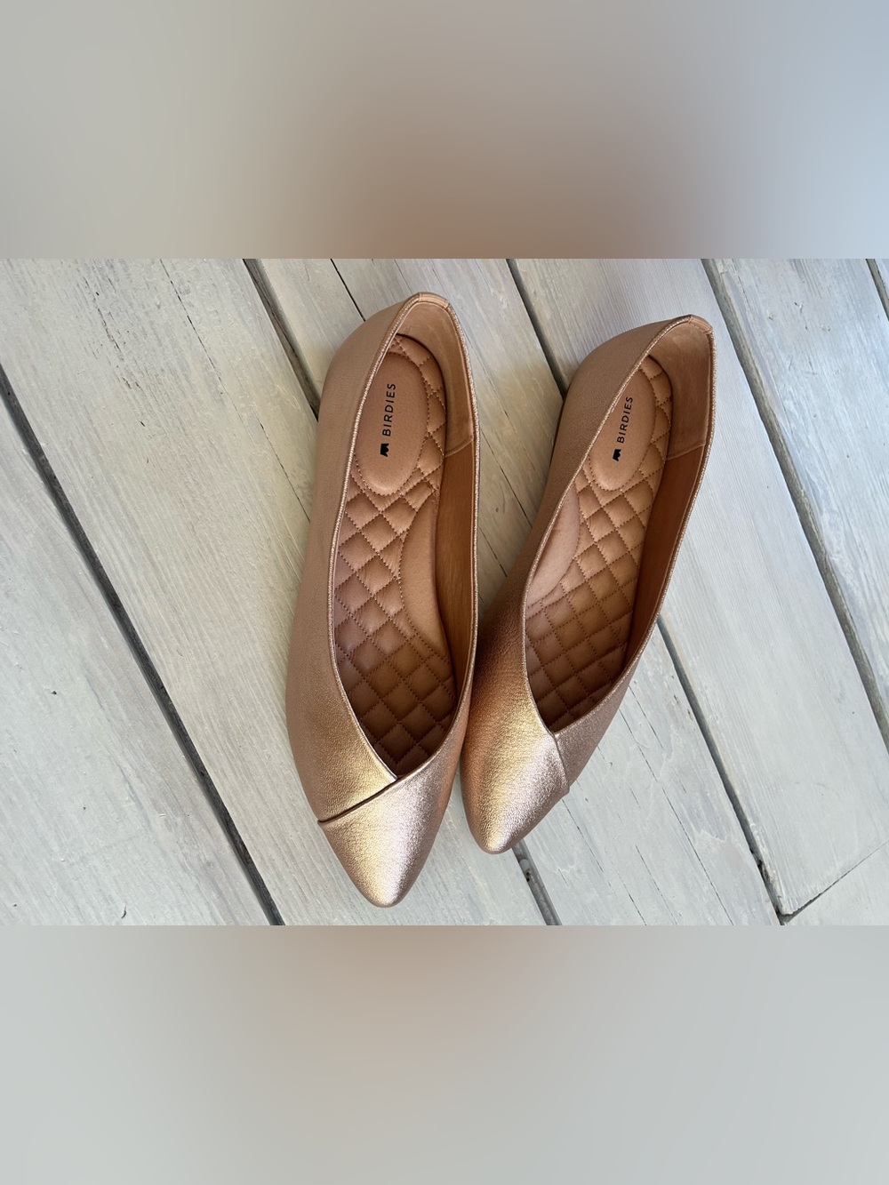 Birdies Goldfinch Metallic Rose Flats with Pointed Toe new without tags